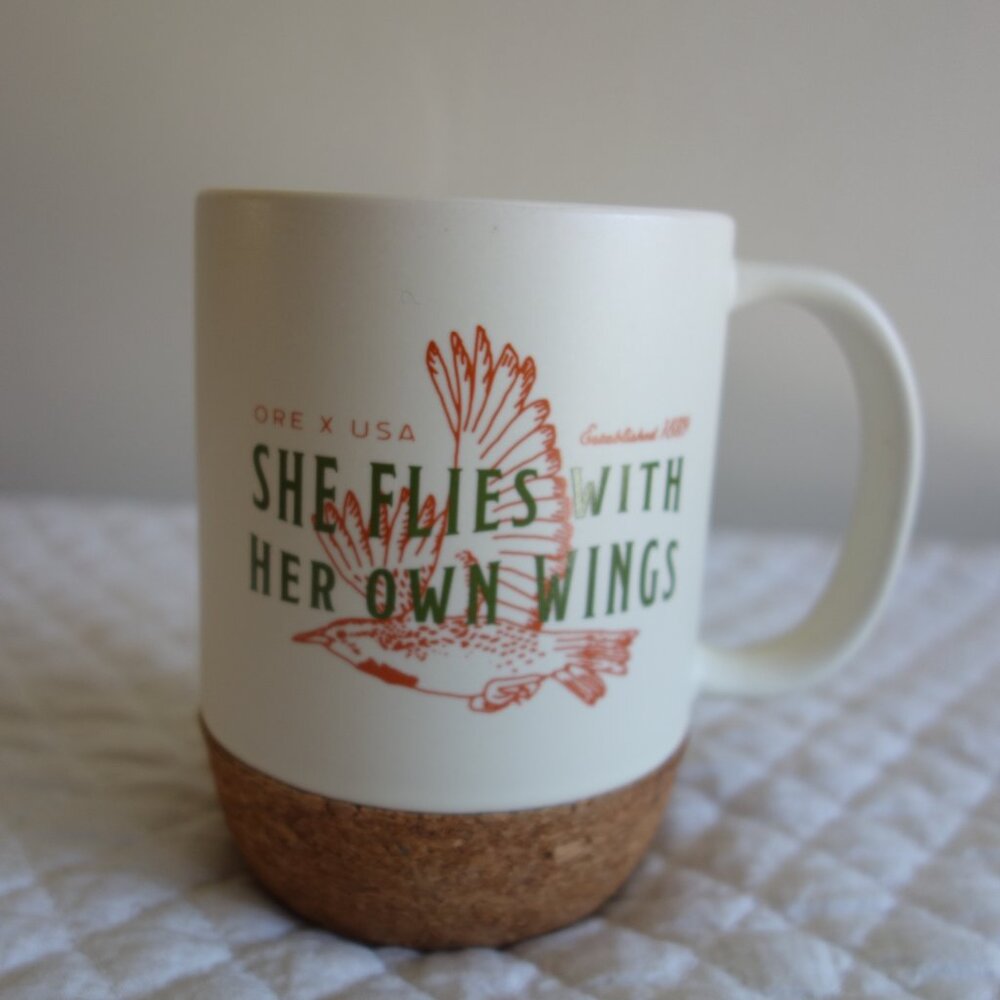 ORE x USA Est. 1889 Ceramic Coffee Mug Cork Bottom – She Flies with Her Own Wing - Picture 3 of 5